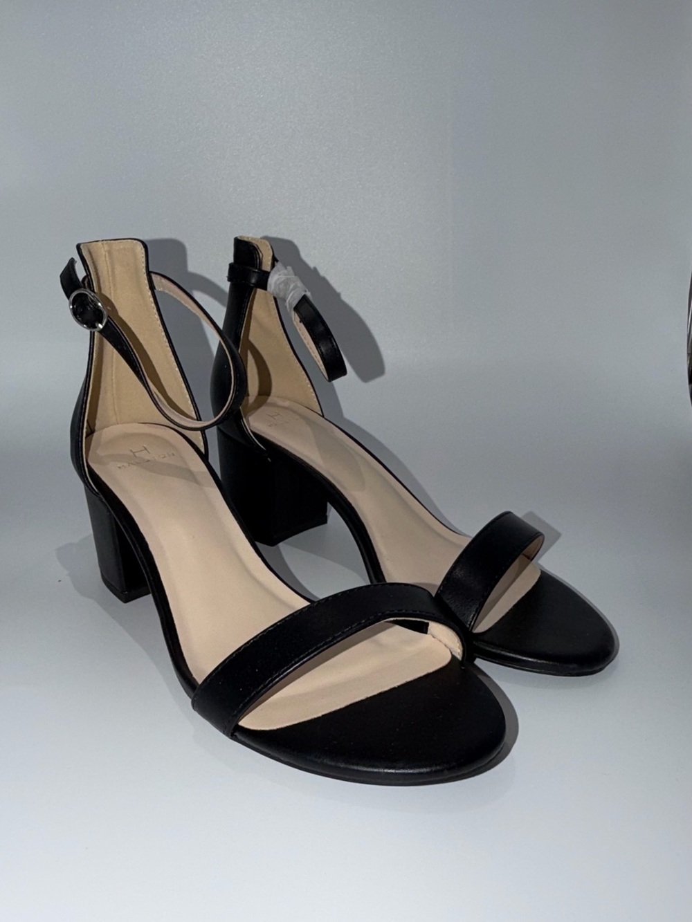 Halston Heritage Black Ankle-Strap Block Heel Sandals